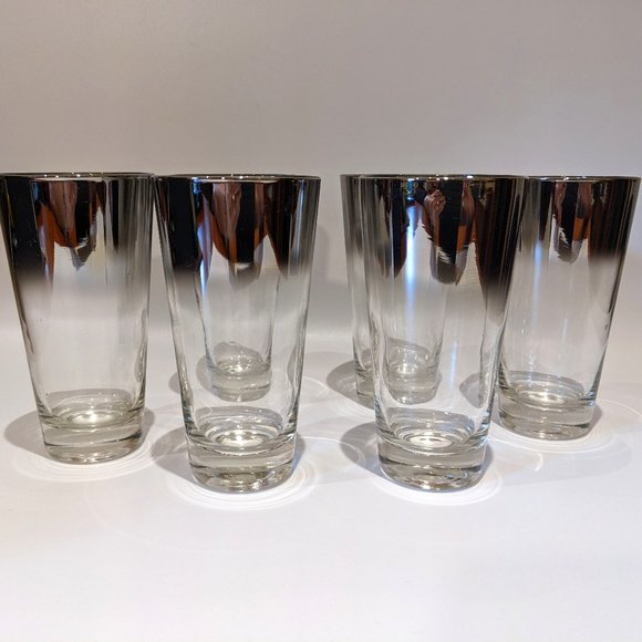 Vintage Dorothy Thorpe 1960s Silver Fade Barware Glassware Collins Glasses (6) - Picture 1 of 5